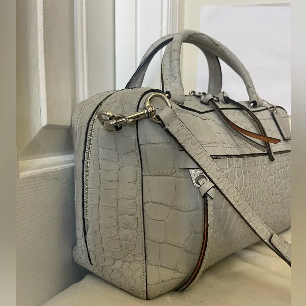 Coach Bleecker Pinnacle Toaster Satchel in Matte Croc Embossed Leather EUC - Picture 3 of 15